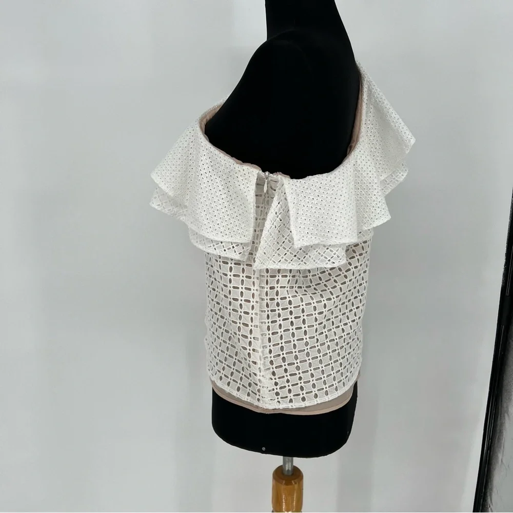 J.‎ Crew One Shoulder Ruffle Eyelet Top